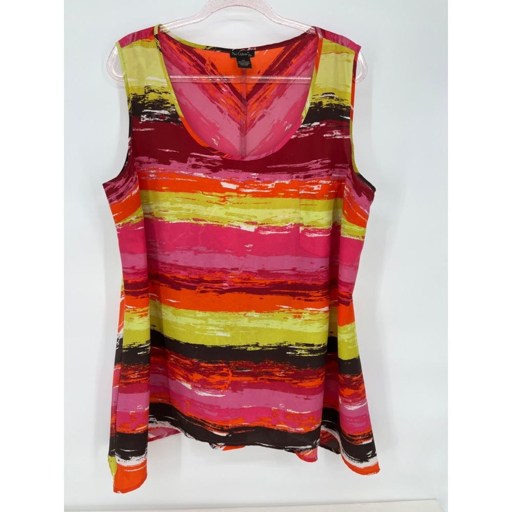 NUE OPTIONS‎ Plus Womens Size 2X Colorful Sleeveless Layered Tank Top Shirt